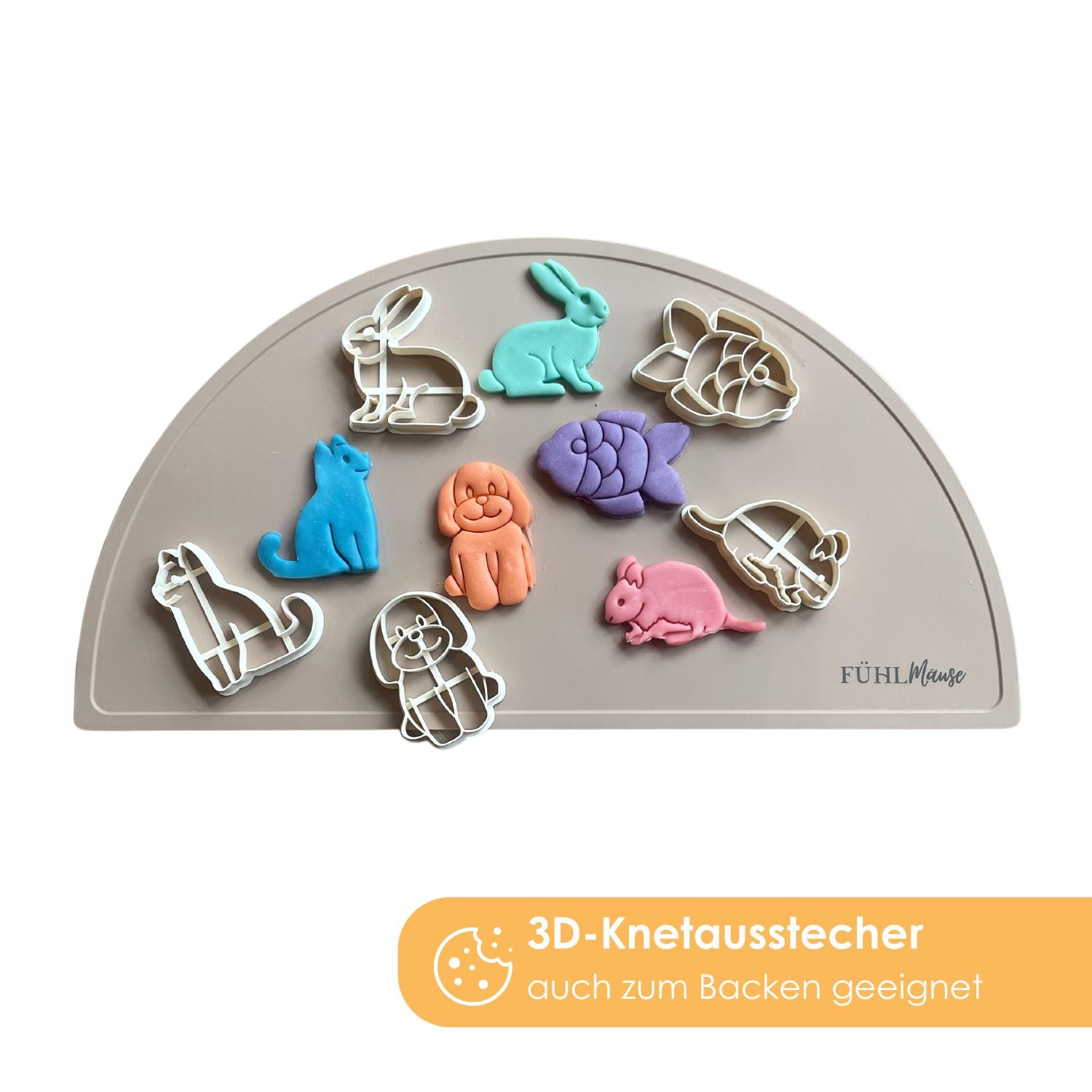 3D Knet-Ausstecher-Set Haustiere